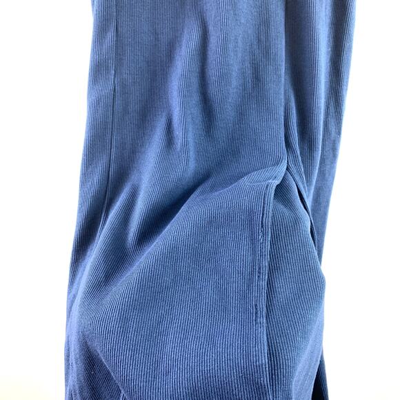 NSF Collins Ribbed Short Sleeve Slit Midi Bodycon Dress in Deep Sea Blue Medium - Picture 7 of 7